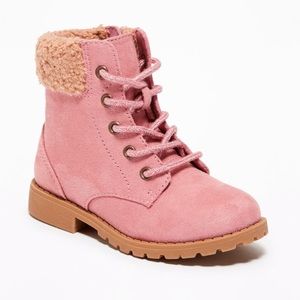Old navy Pink Hiking Boots faux-suede lace+ zip up